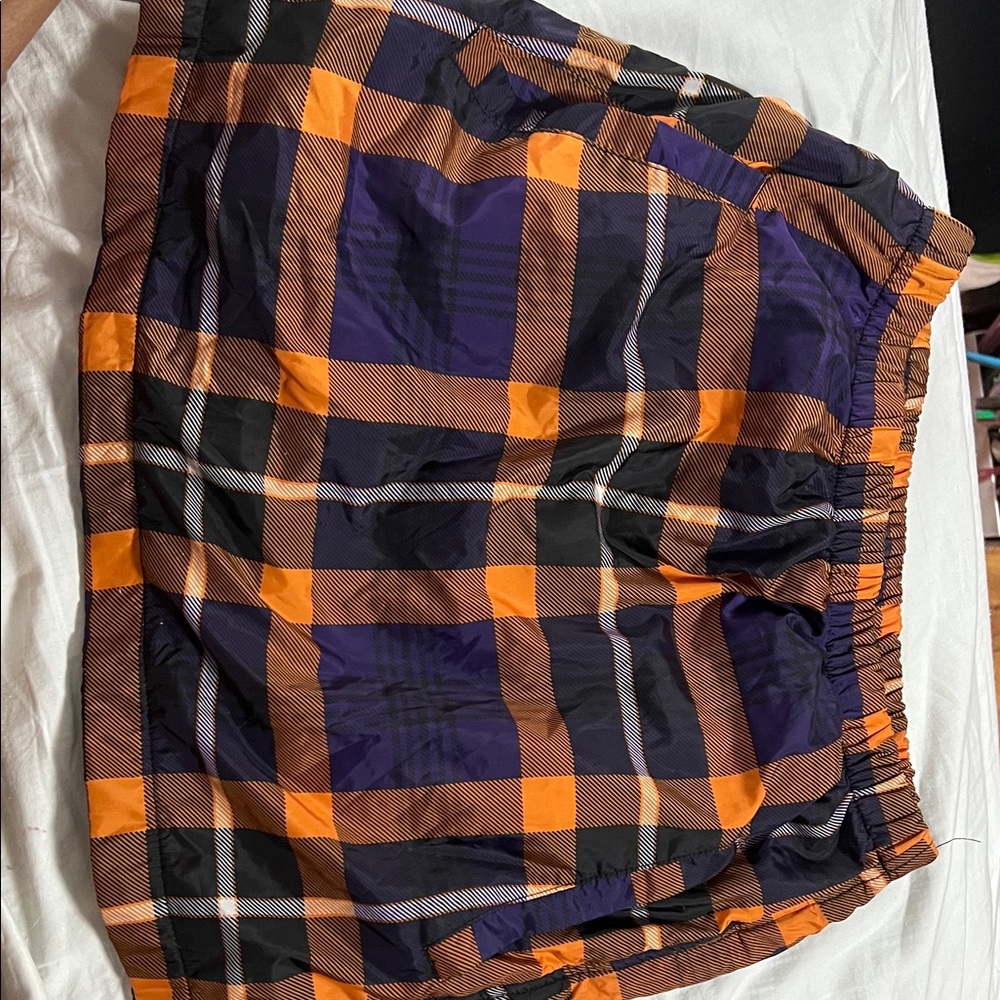 Vibrant Plaid Skirt Orange and Black
